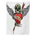 thumbnail image 3 of Ambesonne Tattoo Themed Tablecloth Rectangular Table Cover, Old School Love Skull, 60"x90", White Black Red, 3 of 4