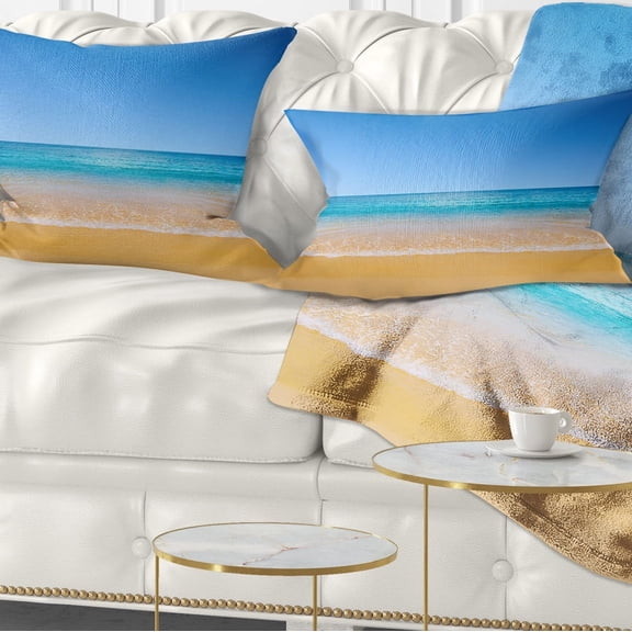 Designart Dark View of Tropical Beach - Seashore Photo Throw Pillow - 12x20