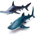 thumbnail image 1 of Figuras de acción de tiburón ballena y tiburón martillo, modelo marino, juego de juguetes educativos, juegos de rol, natación, baño y colección para niños, 1 of 8