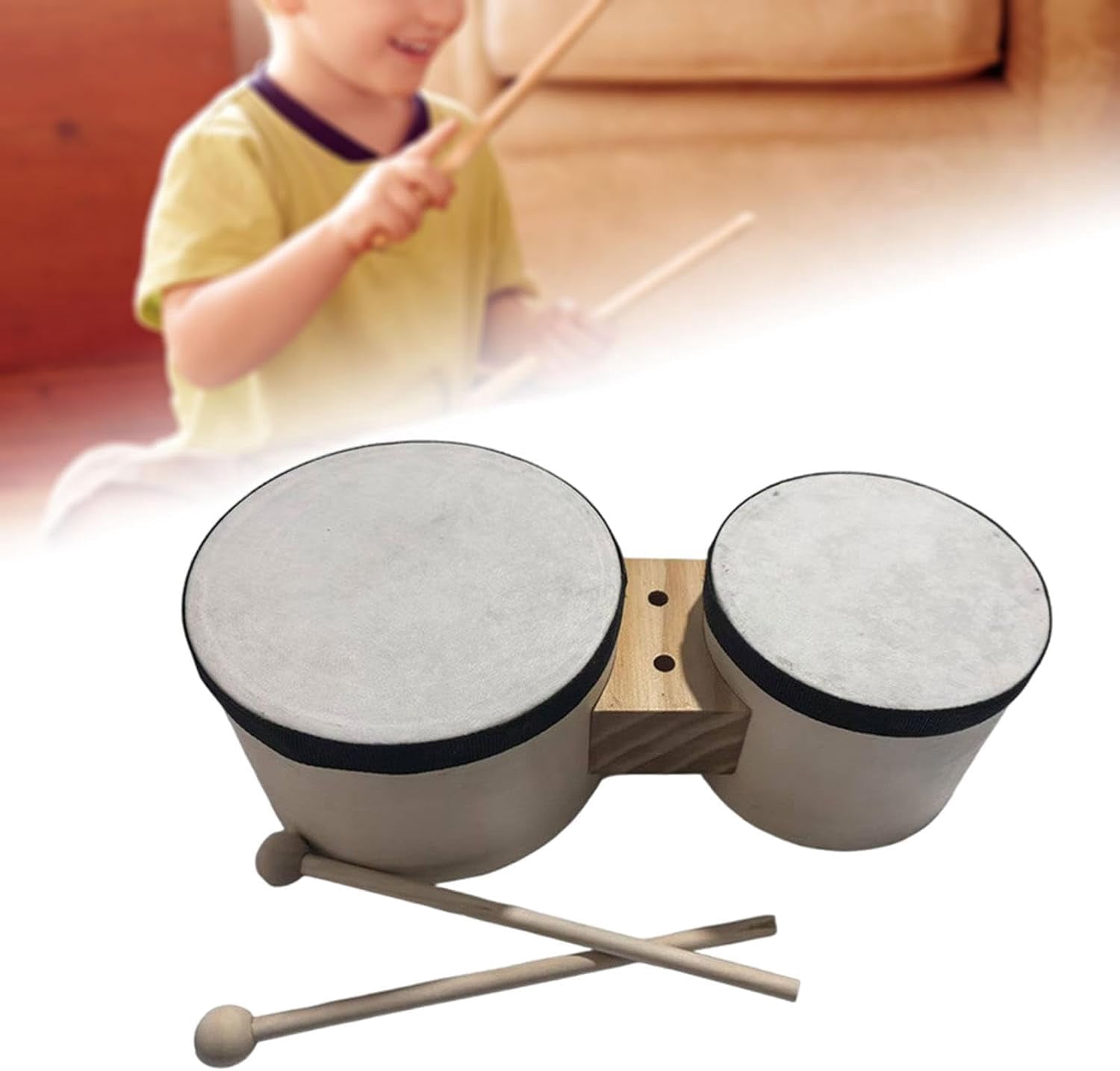 Bongo Drums 5" & 6" Traditional Lightweight for Kids Adults Beginners Music Percussion Instrument for Parties Dance Classes
