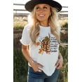 thumbnail image 3 of ABPHQTO Camiseta de cuello redondo con estampado gráfico de letras de calabaza de leopardo blanco para mujer, 3 of 5