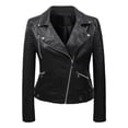 thumbnail image 1 of WEAIXIMIUNG Jean Jacket Women Plus Womens Solid Color Short Leather Suit Pockets Leather Motorcycle Jacket, 1 of 8