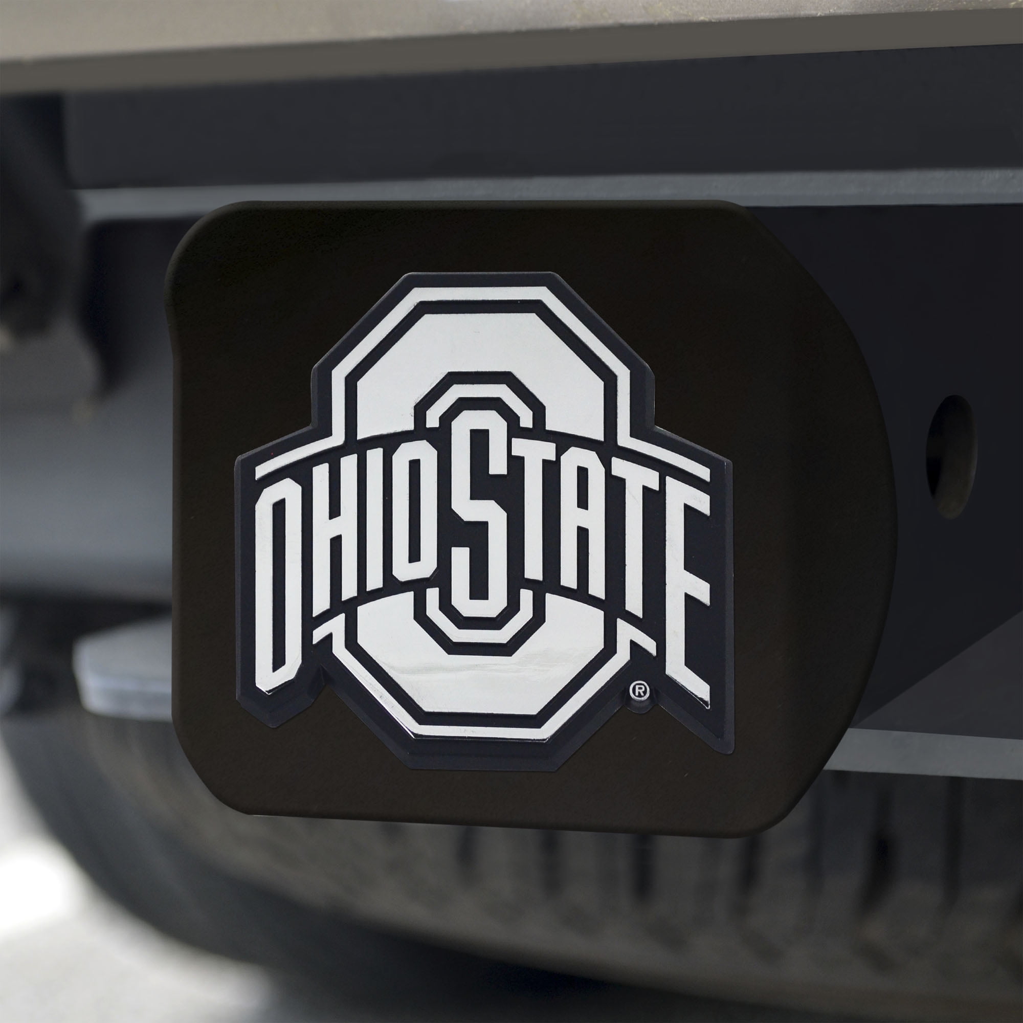 Fanmats Ohio State Hitch Cover - Team Color 4.5 X 3.375 Inches, Black, Fits 2" Class III Hitches