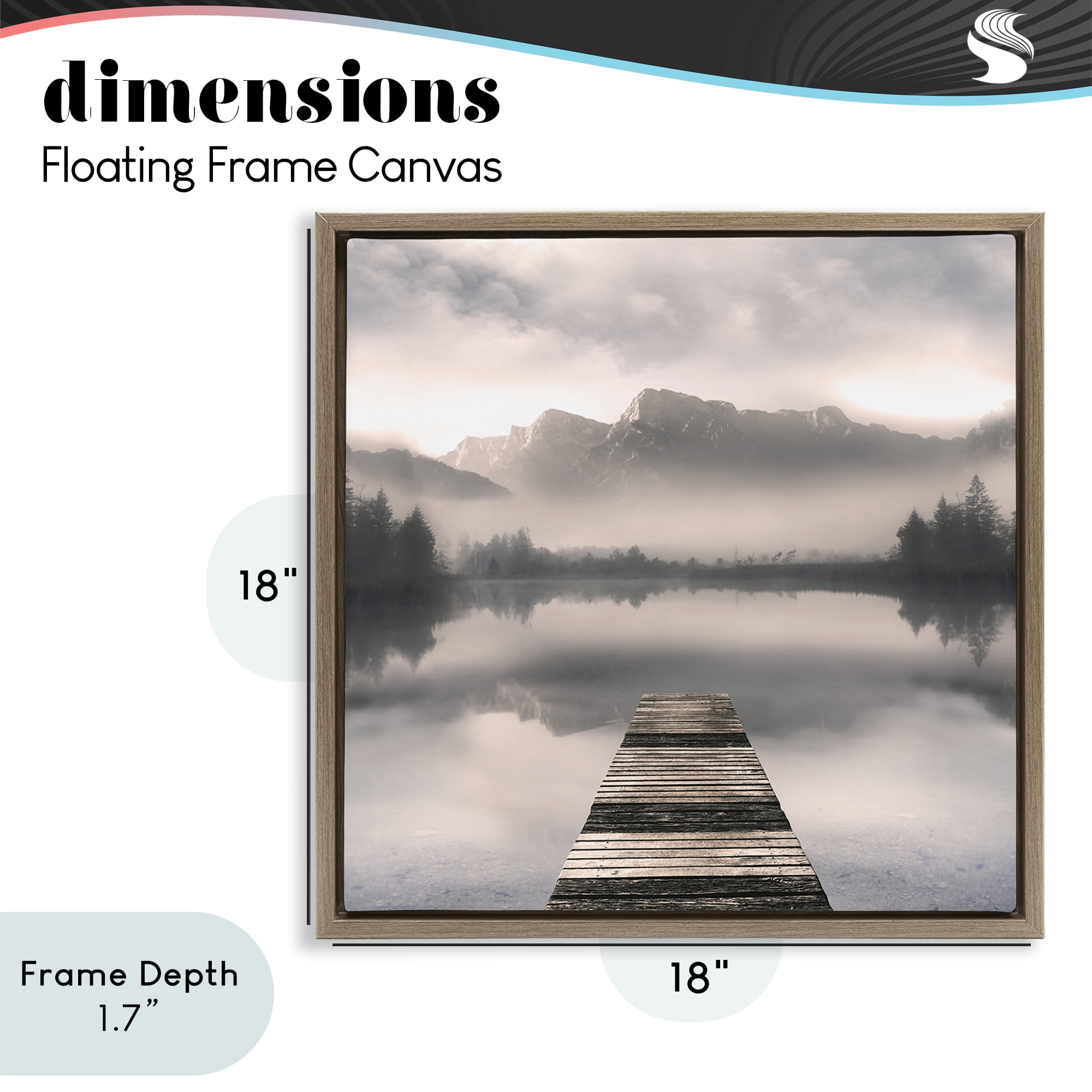 Stupell Industries Calm Reflective Waters & Mountains Brown Framed Floater Canvas Wall Art, design by Irene Weisz