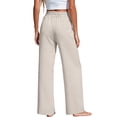 thumbnail image 5 of Cotton Linen Beach Palazzo Pants for Women Wide Leg Flowy Tie Knot High Waisted Adjustable Trousers with Pockets 2026 Complexion XL, 5 of 5