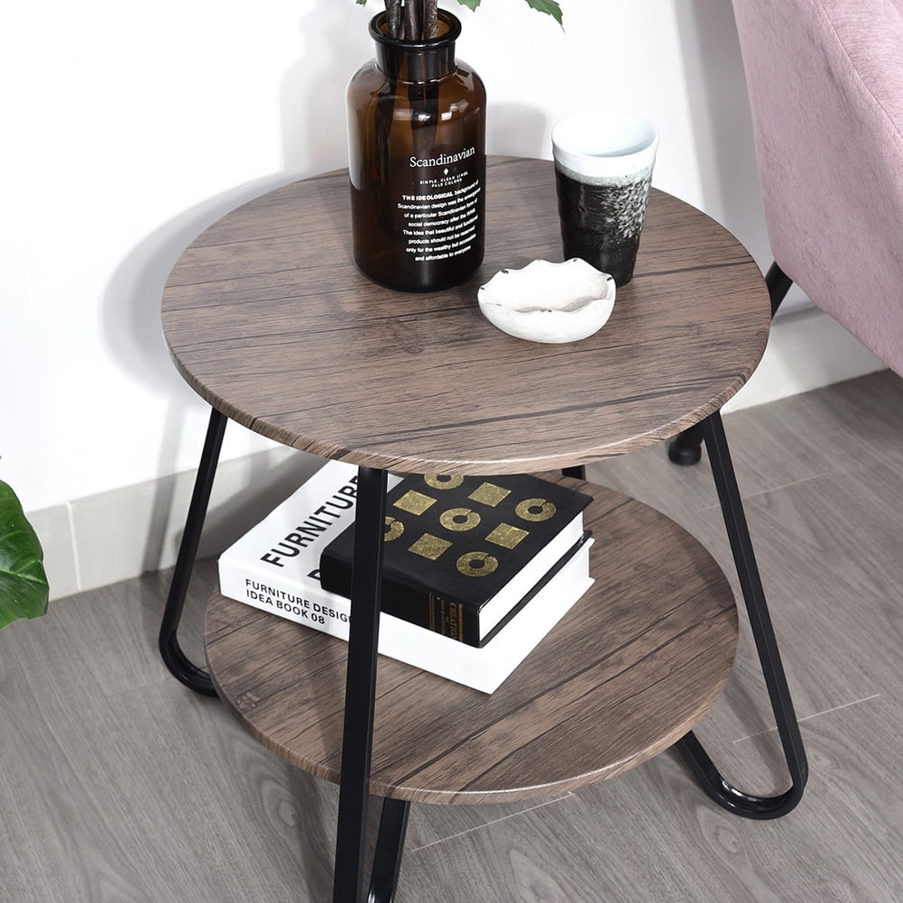 Kepooman Double Tier End Table, Side Table, Round Nightstand for Living Room & Bedroom Kepooman Double Tier End Table, Side Table, Round Nightstand for Living Room & Bedroom