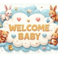 thumbnail image 4 of LUUFILx Welcome Baby Banner Backdrop Decoration for Baby Shower Party Supplies Cute Animal Theme Photography Props Background Newborn Celebration Decor, 4 of 8