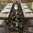 thumbnail image 4 of Spring Table Runner, Oriental Traditional Ethnic Floral Birds Retro Black Linen Cotton Linen Kitchen Table Decoration Washable Dining Tabletop Runners for Home Party Decor 13x36 Inches, 4 of 9