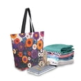 thumbnail image 2 of FORMRS Womens Canvas Tote Bag with Zipper Inner Pocket Shoulder Handbag, Purple Flowers, 2 of 7