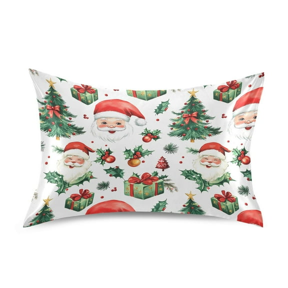 Ryvnso Satin Pillowcase Vintage Santa Claus Trees Pillow Cases Standard Size 26x20in