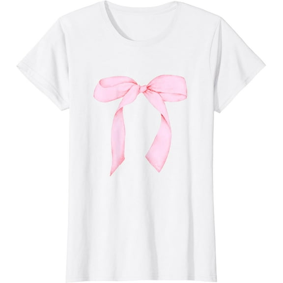 Women's Pink Bow Coquette Aesthetic Bow Print Bow Graphic T-Shirt