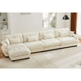 thumbnail image 3 of TUANLUO 166" L-Shaped Sectional Couches and Sofas, Oversized 4-Seat Sectional Couch for Living Room, Velvet Modular Sectional Sofa with Reversible Ottoman, Cream, 3 of 9