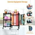 thumbnail image 4 of Home Gym Storage, 3 Tiers Workout Equipment Organizer with Wheels for Yoga Mats, Foam Roller, Dumbbells, Kettlebells, and Resistance Bands, 4 of 14