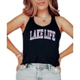 thumbnail image 2 of Trendy Lake Life Tank Top for Women and Teens Cute Pastel Summer Shirt Black Tank Top Medium, 2 of 4