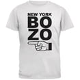 thumbnail image 1 of New York Bozo Pointing Left White Adult T-Shirt, 1 of 1
