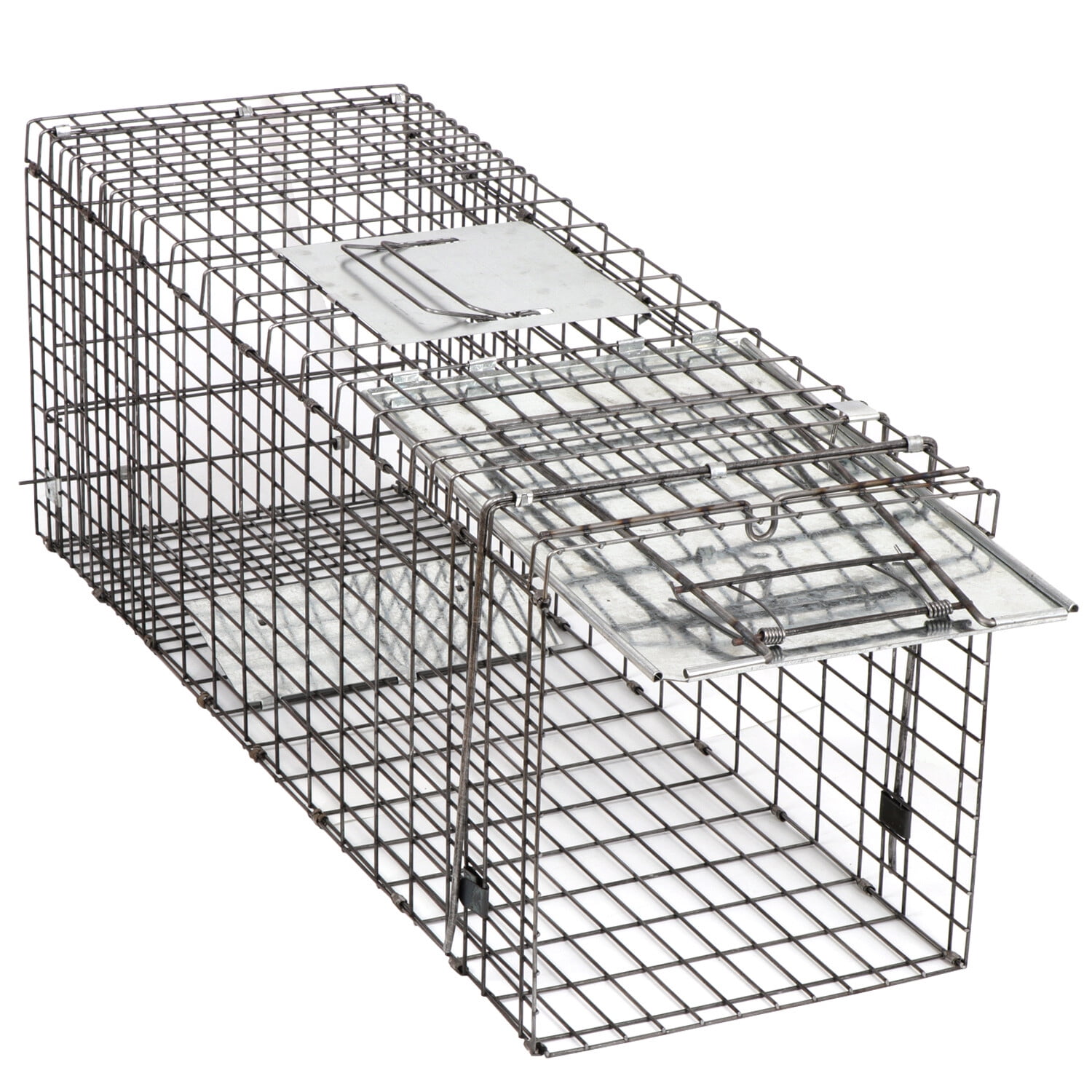SuperDeal 32"L x 12"H Animal Trap Net Cage Capture Tool Collapsible Pedal Spring-Loaded Door