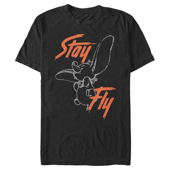 Men's Dumbo Stay Fly Sketch  Graphic Tee Black Medium