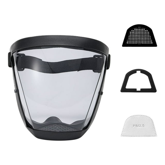 Wdhugt Black Frame Grey Lens Face Shield For Dust Droplet Protection Adjustable Head Strap Transparent Visor For Outdoor Use B