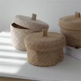 thumbnail image 4 of Wicker Seagrass Flower Pot Boxes Sundries Storage Baskets with Lids, 4 of 5