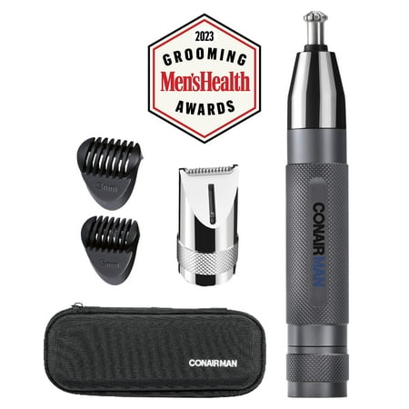 Conair - ConairMan Close Trim Precison Nose/Ear/Eyebrow Rechargeable Trimmer - Silver