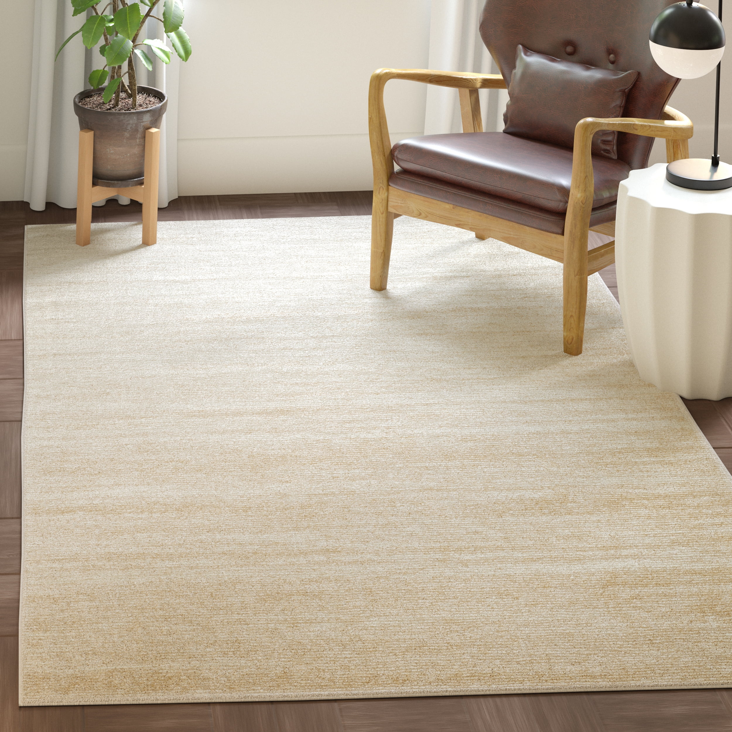 SAFAVIEH Adirondack Esmond Striped Area Rug, Champagne/Cream, 10' x 10' Square - Large - Modern Design, Champagne & Cream, Ideal for Living Room, Bedroom, Dining Space
