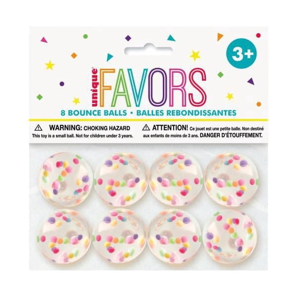 Unique Party Favors' Confetti Filled Bouncy Ball 8ct