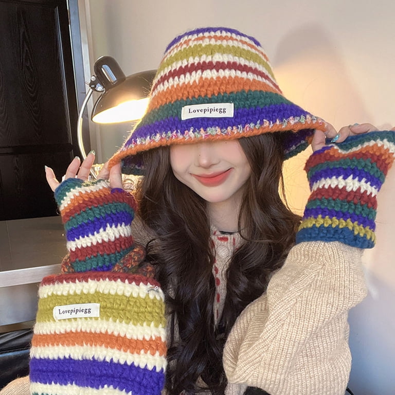 harmtty Fashion Women Winter Hat Colorful Striped Print  display picture 2