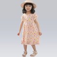 thumbnail image 4 of Ruyang Toddler Girls Hawaiian Sundress Print Ruffle Fly Sleeve Crewneck Dresses Summer A-line Swing Beach Vacation Dresses, 4 of 8