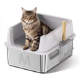 thumbnail image 1 of Caja de arena para gatos Bsemax de acero inoxidable con tapa para gatos pequeños, 1 of 9