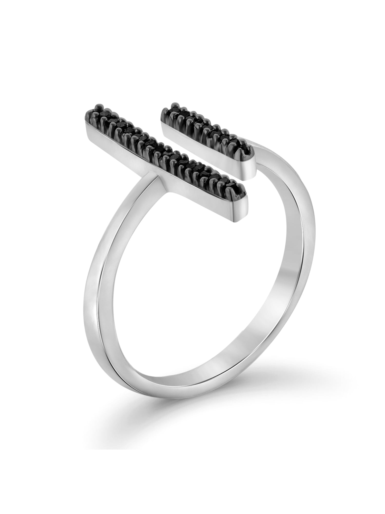 JewelersClub Sterling Silver Accent Black diamond Open Ring for Women | Diamonds for Everyday Womens Wear