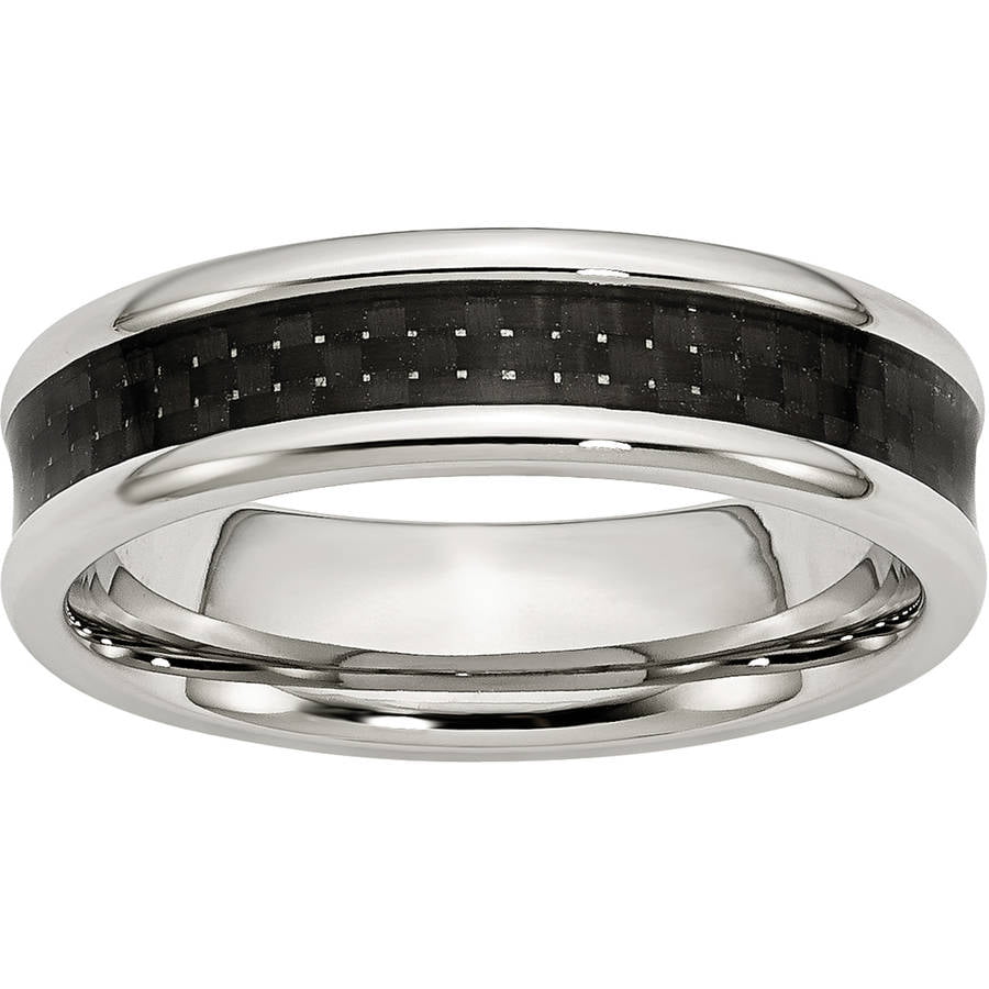 Best Quality Free Gift Box Stainless Steel Grey Carbon Fiber 6mm Polished Band 