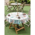 thumbnail image 4 of Outdoor Tablecloth with Umbrella Hole for Patio/Picnic/Party/Camping, Beach Coastal Waterproof Table Cloth Round Cover Washable, Summer Coral Starfish Nautical Ocean (Dia 54"), 4 of 8