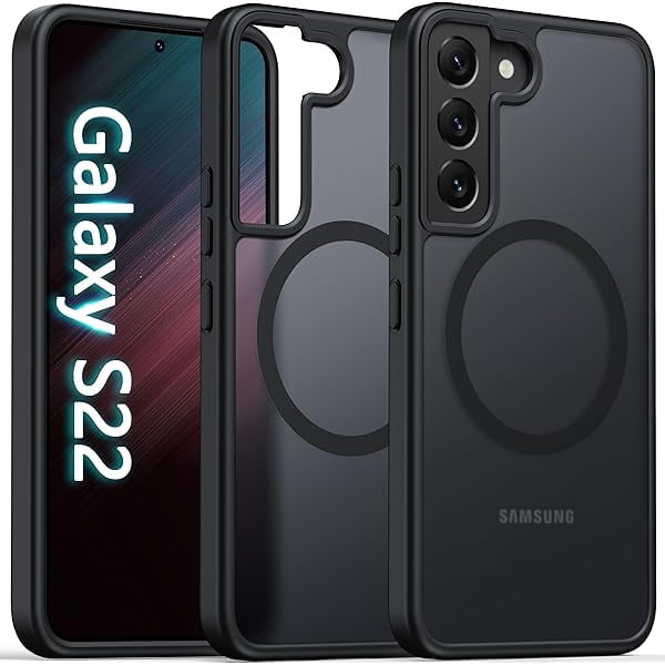 wonima22 Magnetic for Samsung Galaxy S22 Case Matte, S22 Phone Case Compatible with MagSafe Frosted Translucent Shockproof Anti-Scratch Slim Fit Case Military Grade Protection (Black)