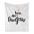 thumbnail image 1 of Saying Soft Flannel Fleece Throw Blanket, Ink Lettering You Are Modern Brush Calligraphy and a Crown on Top, Cozy Plush for Indoor and Outdoor Use, 50" x 60", Black White Yellow, by Ambesonne, 1 of 6
