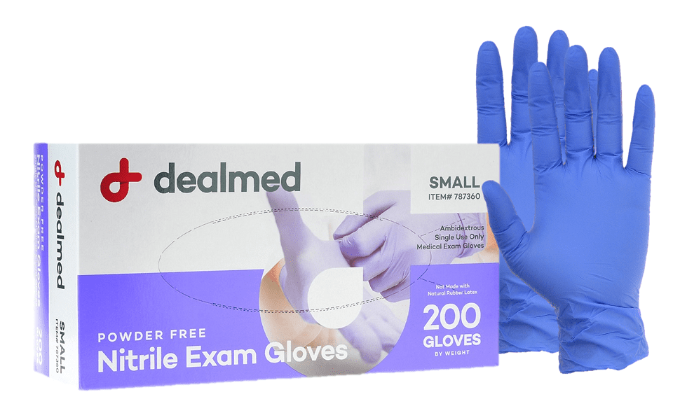 Dealmed Nitrile Medical Grade Exam Gloves | Disposable Gloves for Hospitals, Law Enforcement, First Response | Latex Free, Small (200/Box)