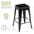 thumbnail image 3 of 24 Inch Metal Bar Stools Set of 4, Stackable Backless Industrial Stools for Indoor Outdoor Kitchen Dining Patio Garden Classroom (Black), 3 of 10