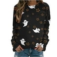 thumbnail image 2 of WXLWZYWL Halloween Sweatshirts for Women Long Sleeve Shirts Crewneck Bat Pumpkin Ghost Witch Printed Loose Casual Pullover Tee Tops Hoodie Fall Clothes 2024, 2 of 5