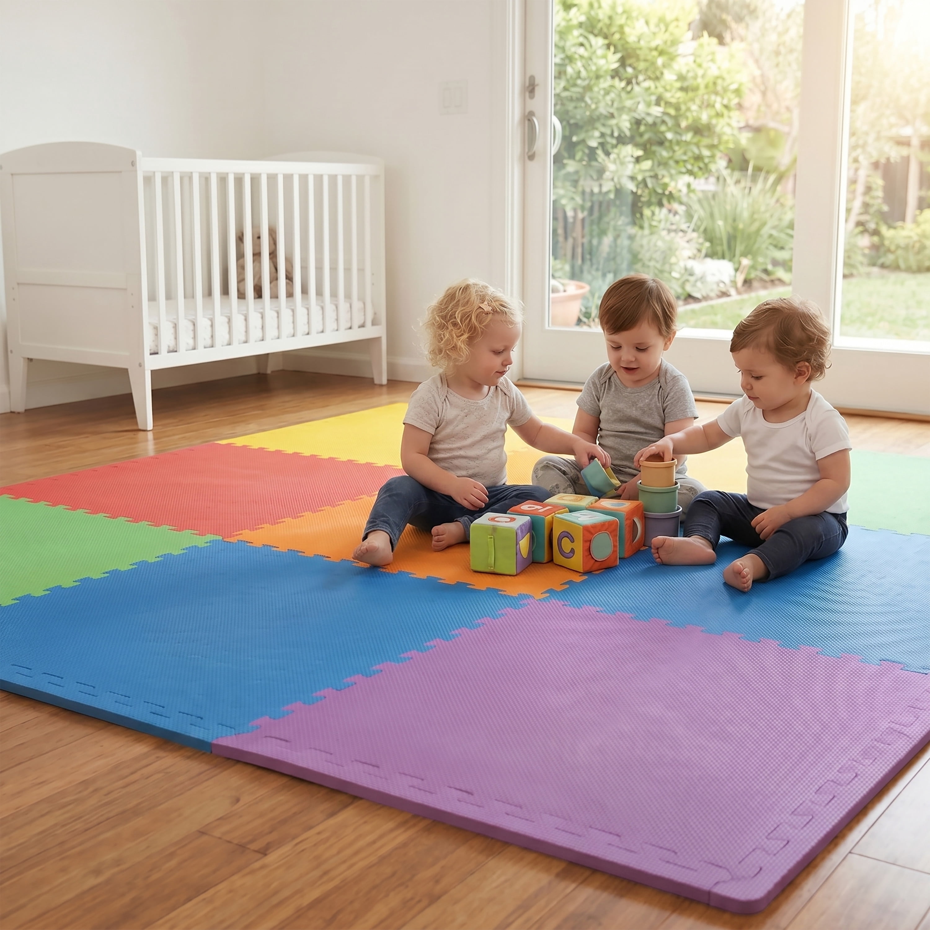 FlooringInc 2' x 2' Multicolor Foam Interlocking Floor Mats 12 Pack