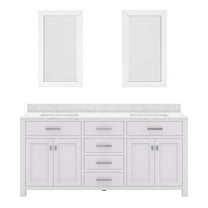 Water Creation Madison 72" Wood Double Bathroom Vanity in Pure White & Chrome