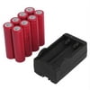 8Pcs 18650 4.2V l iion 6000mAh Red ReC hargeable Battery & Battery C harger