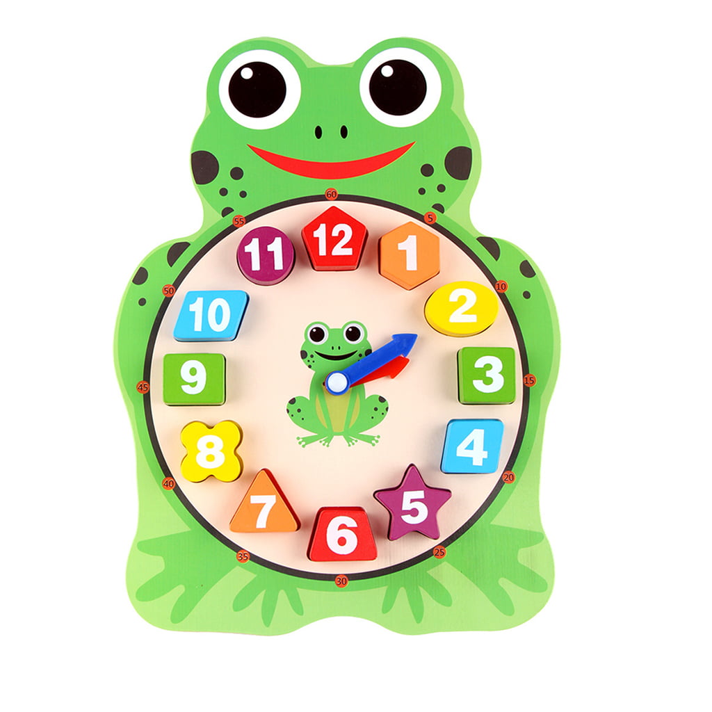 Kids/Baby Wooden Geometry Shape Sorting Blocks Clock Jigsaw Puzzle Toy Frog 