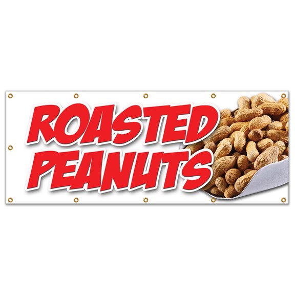 48"x120" ROASTED PEANUTS BANNER SIGN fresh hot salted jumbo nut nuts boiled georgia