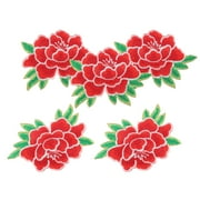 5 Pcs Peony Flower Cloth Patch for Clothes Clothing Accessories Embroidered Patches Bags Polyester