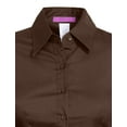 thumbnail image 4 of J. METHOD Women's Tailored Button Down Shirt Cuffed Short Sleeve Stretch Collar Office Work Formal Casual Basic Blouse Top NEWT06 Brown S, 4 of 5