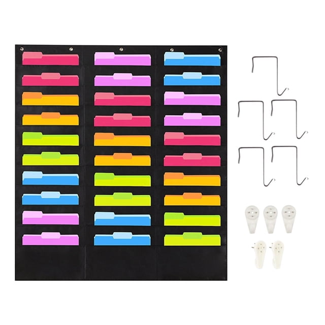 Cateissary Organizador de archivos de pared colgante Soporte de oficina Planificadores de letras Almacenamiento 30 bolsillos Almacenamiento y organización del hogar