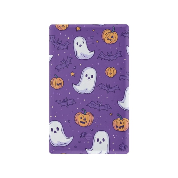 Yayeee Blank Wall Plate Cover 1-Gang 4.5"x2.7" Home Unused Decorative Outlet, Halloween Purple Ghosts