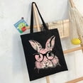 thumbnail image 6 of JEUXUS Bunny with Leopard Glasses Women Cute Easter Bunny Graphic Initial Tote Bags for Women Canvas 14.1x15.7in, 6 of 6