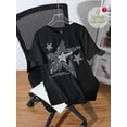 thumbnail image 3 of Women's Oversized Black T-Shirt with Distressed Star Graphic, Loose Fit Grunge Streetwear Tee Top, 3 of 8