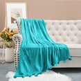 thumbnail image 4 of Home Soft Things Pompom Flannel Fleece Throw Burnt Orange 60'' x 80'', 4 of 5