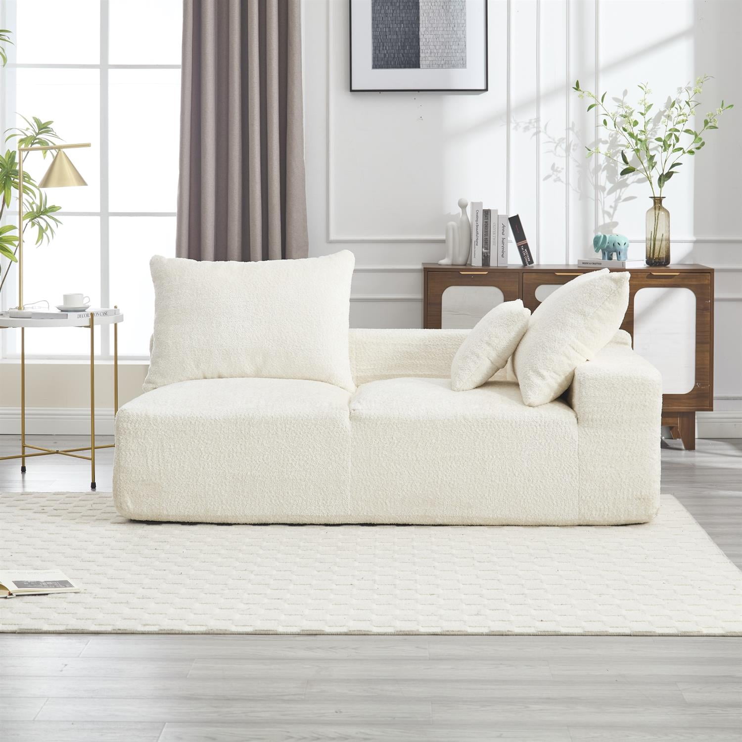 Demi Bonn 67" Premium Fabric Sofa, Cozy 2-Person Couch for Living Room and Office, Comfort Style Lazy Leisure Seat, White